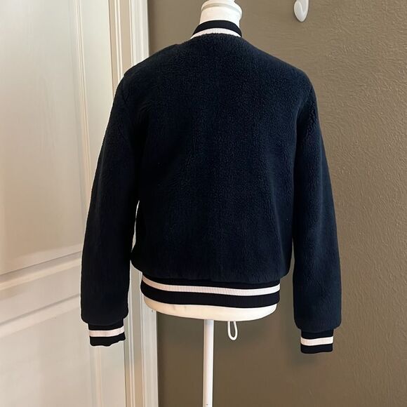 American Stitch Fleece Bomber Jacket Navy Size Small - Picture 3 of 12